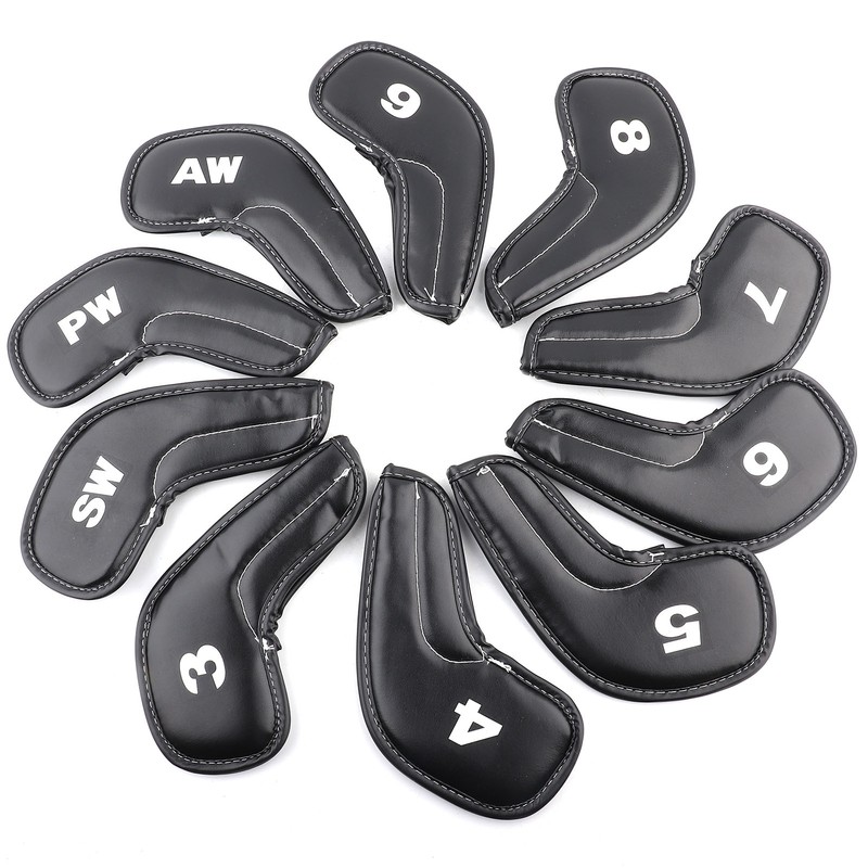 10pcs Golf Club Iron Head PU Covers Set Putter Protector
