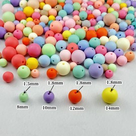YHYPOCI 60pcs 14mm Acrylic Round Beads Candy Color Frosted Round Loose Beads for Crafts Jewelry Making Necklaces Bracelets Earrings Decoration(Cream)
