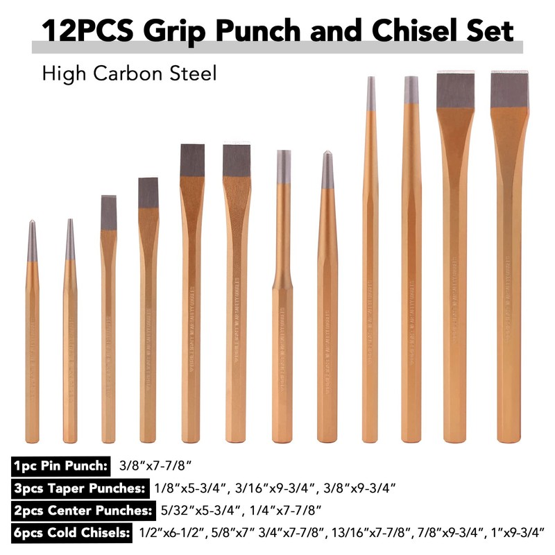 TLIMUS 28 Pieces Punch and Chisel Set, Including Taper Punch,