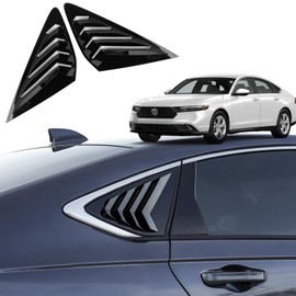 Thenice for 11th Gen Accord Racing Style Rear Side Window Louvers Blinds Air Vent Scoop Shades Cover Compatible with Honda Accord 2023 2024 2025 -Piano Black