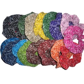Bandana Print Fabric Hair Scrunchies Set of 17 Ponytail Holders handmade by Scrunchies by Sherry