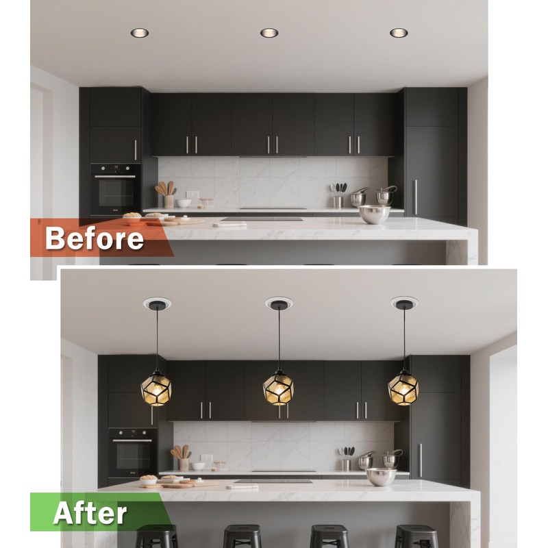 tebio 6-Inch Recessed Can Light Conversion Kit for Pendant Light