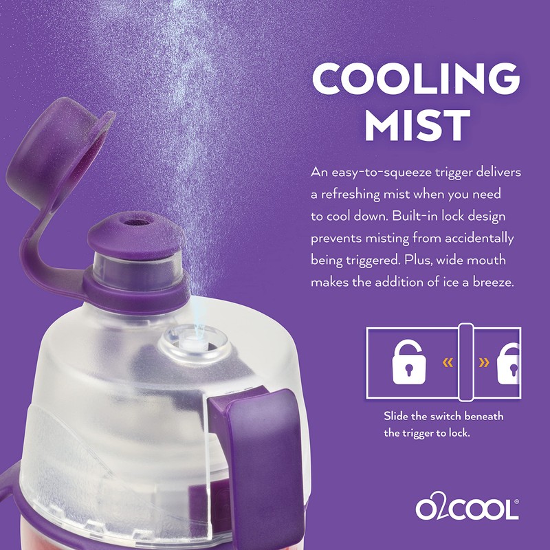O2COOL Mist 'N Sip Misting Water Bottle 2-in-1 Mist And