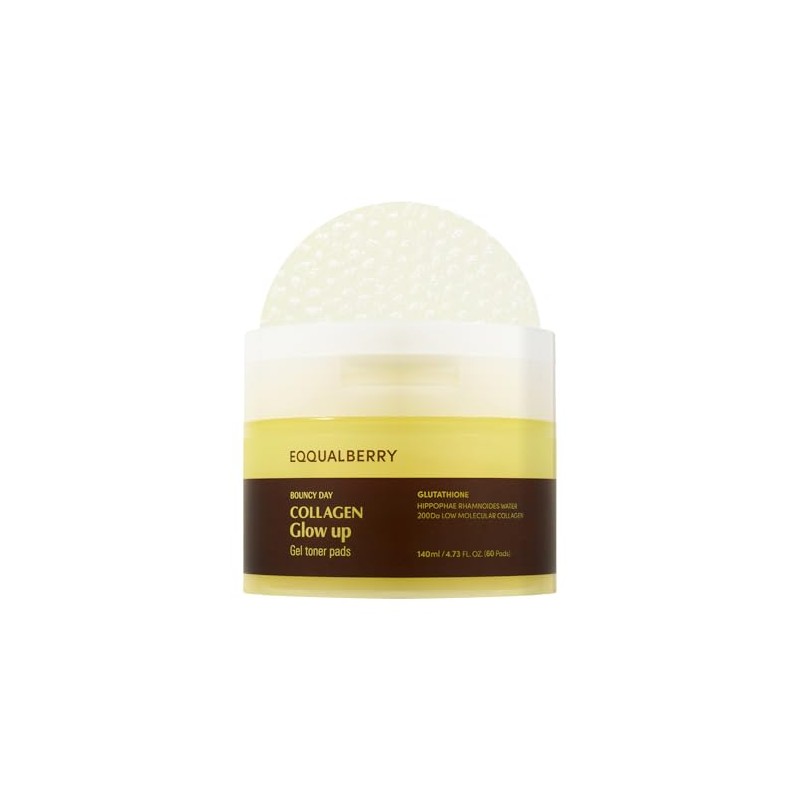 EQQUALBERRY Collagen Glow Up Gel Toner Pads 60 unidades (140 ml)