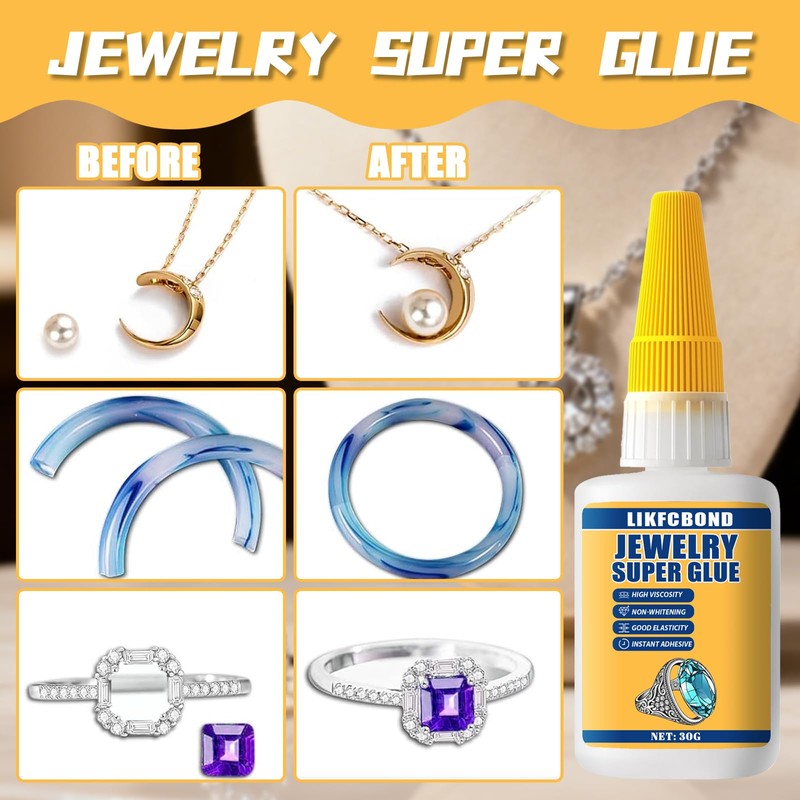 LIKFCBOND Jewelry Glue 30g Clear, Elastic String Adhesive Kit, Super