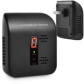 Propane & Natural Gas Alarm - Plug-in Detector with Audible & Visual Alert for Home & RV Black