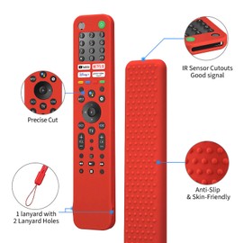 Sony Smart TV Remote Control Cover for RMF-TX520U RMF-TX520E Silicone Case with Lanyard（Black）