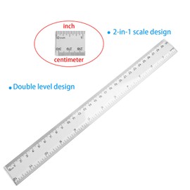 3PCS Plastic Measuring Rulers 12in (30cm), Inch Centimeter Scale, Clear