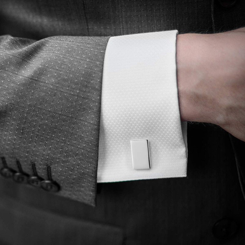 Longsing Men's Cufflinks Stainless Steel Pair Silver Classic Cufflinks Men's