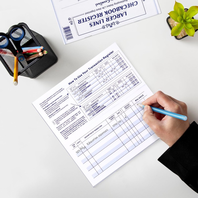 Larger Lines 20 Pack Checkbook Register, Check Registers for Personal