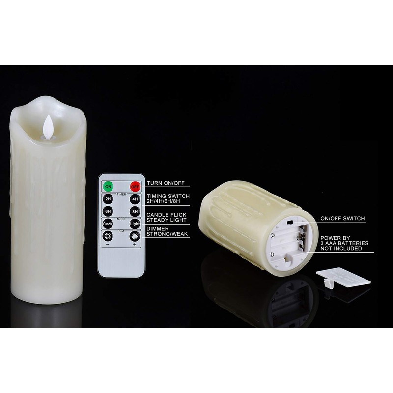 Flameless Candles with 10 Key Remote Timer Flickering Tear Wave