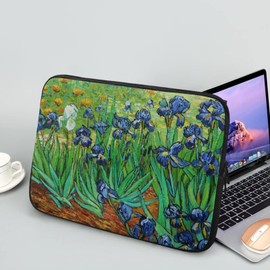 Showudesigns Irises Van Gogh Laptop Sleeve Bag for Women Portable Laptop Sleeve Case 15 inch Slim Laptop Sleeve Bag Glad for Business Trip Laptop Tote Bag