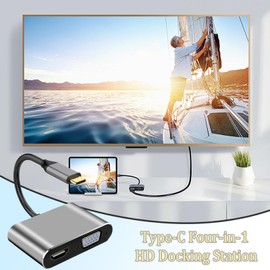 USB C to Dvi Vga Adapter,USB 3.0 Vga Pd Adapter | Portable HDTV Port Hub for Conference Presentations