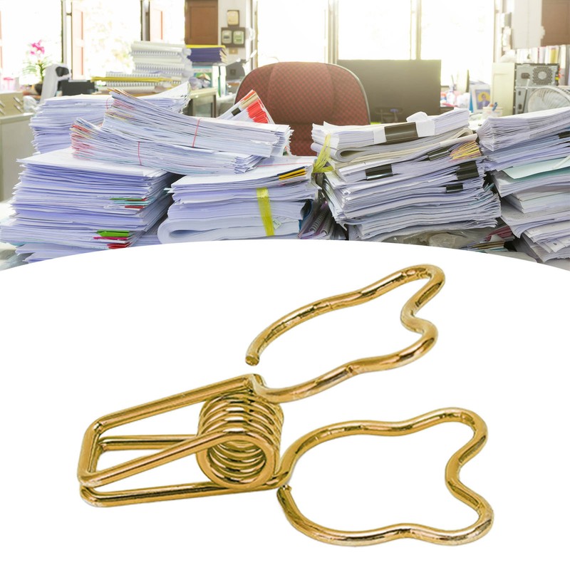 100pcs Binder Clip Hollow Cartoon Bear Long Tail Metal Paper