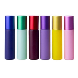 YORROR 6Pack 10ml Glass Essential Oil Roller Bottles,Colorful Roll On Bottles with Stainless Steel Roller Balls for Travel,Perfume Essential Oil