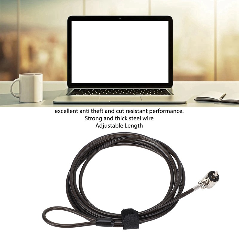 Laptop Cable Lock with 2 Keys Adjustable Length Flexibility Theft