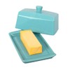 Blue Ceramic Butter Dish with Lid & Handle – Large