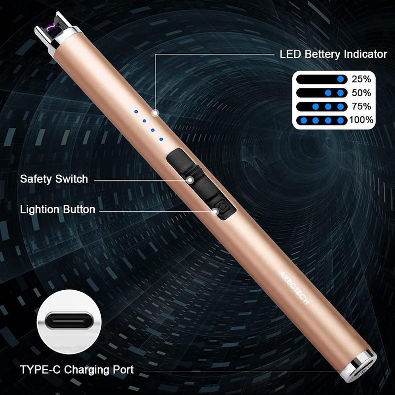 ARECTECH Rechargeable Electric Candle Lighter Arc Plasma Windproof Lighter for
