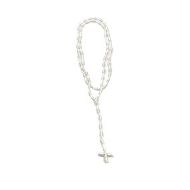 Caiyao Lightweight Catholic Knotted Rosary Cross Long String Necklace for Women Durable Braided Long Knotted Cord Rope Strand Twine Cross Spiritual Necklace Teen Girls Boys Keepsake Gift, 20 Inches,