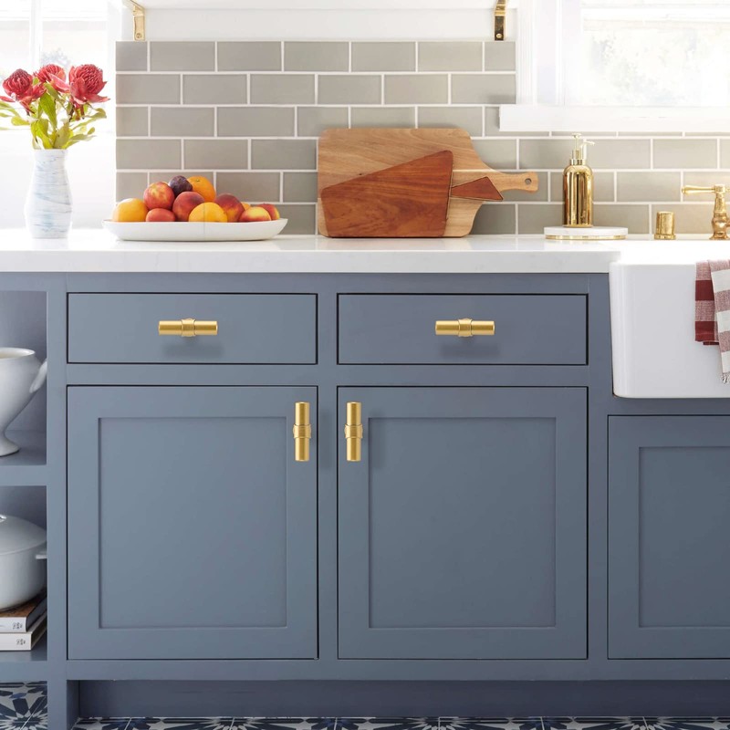 LONTAN 5 Pack Gold Drawer Knobs Gold Cupboard Knobs Cabinet