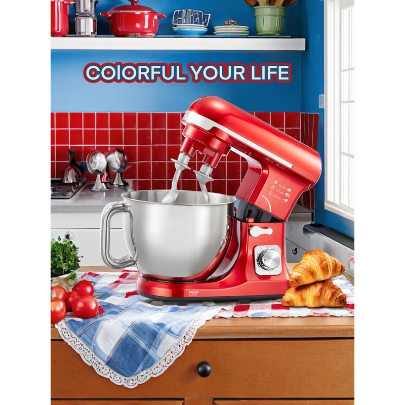Stand Mixer Fohere, With Double Dough Hook, Wire Whip &