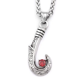 Gungneer Maori Anchor Necklace Stainless Steel Safe Navigation Amulet Pink Rhinestone Voyage Jewelry Men Women Mythology Design
