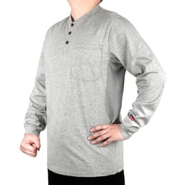 BOCOMAL FR Shirts Summer Vented Mesh Breathable Henley Shirt 5.5oz Flame Resistant CAT2 Work Clothing