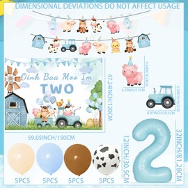 LaVenty Oink Baa Moo I am Two Deciration Boy Moo I am Two Balloons Farm 2nd Birthday Decoration Barnyard 2nd Birthday Decoration Holy Cow