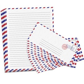 ArtCreativity Juego de 100 piezas de papel y sobres de papelería vintage, 50 hojas de correo aéreo de doble cara y 50 sobres, cartas y sobres de papel