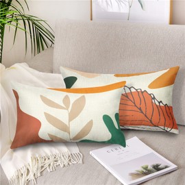 Weldomcor Set of 2 Flower Cushion Covers, 30 x 50 cm, Cotton Linen Lumbar Cushion Cover, Spring Summer Cushion Cover, Decorative Cushion Cover, Farmhouse Decorations, Cushion Cover for Sofa, Couch,