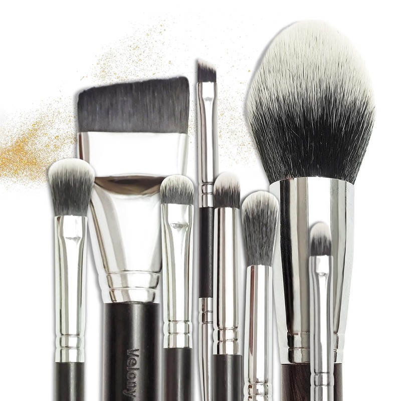 Reise-Make-up-Pinsel-Set, Make-up-Pinsel mit Etui für Foundation, Puder, Concealer, Lidschatten, 8
