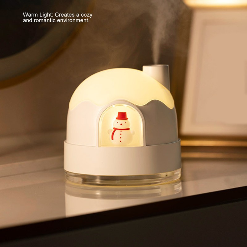 Small Humidifier 350ml Desktop Humidifier Snow House Warm Light USB