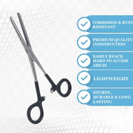 Premium Quality PVC Vinyl Grip Handle Hemostat Forceps Straight Serrated 6" (Black)