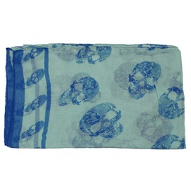Ted & Jack - Bufanda ligera con estampado de calavera estilo vintage, Azul claro, Talla única