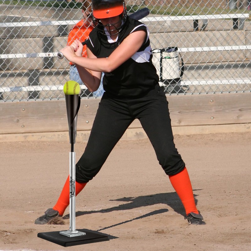 PLAYAPUT Portable Batting Tee for Baseball/Softball, Height Adjustment from 25-37