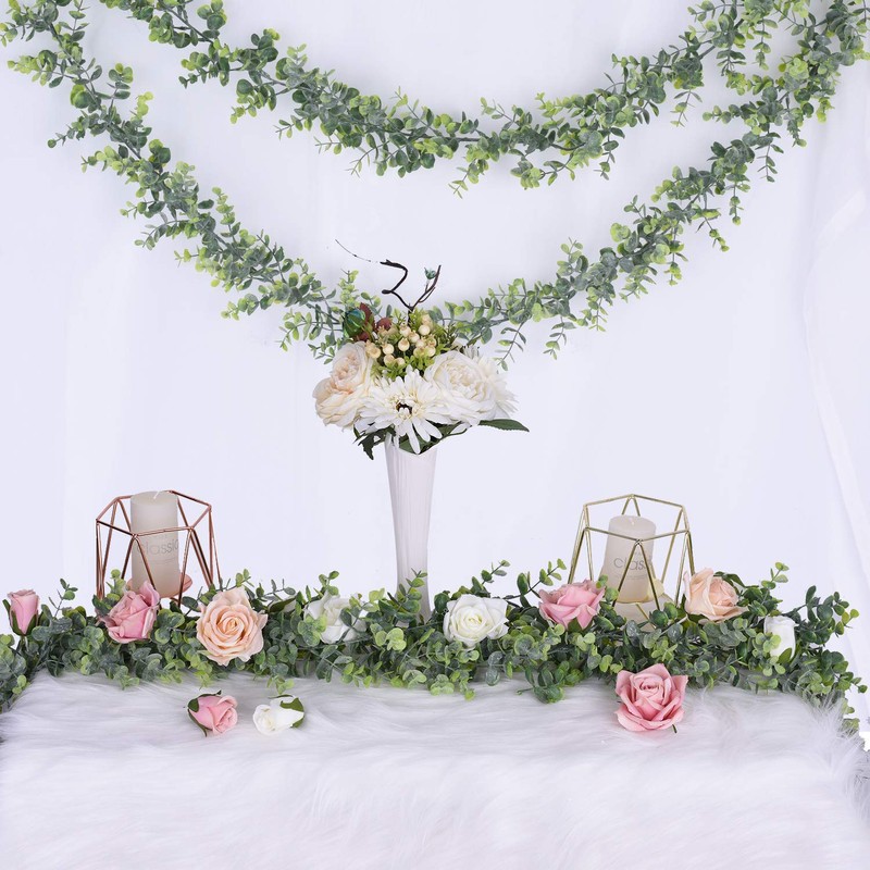 DearHouse Faux Eucalyptus Garland Plant, 2 Pack Artificial Vines Hanging