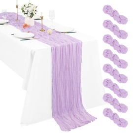 8 Pack Cheesecloth Table Runner 10Ft Boho Gauze Table Runner 35×120 Inch Rustic Romantic Long Table Runner for Wedding Party Bridal Shower Thanksgiving Christmas Decoration(Lavender)