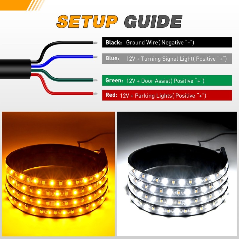 GOOACC Truck Running Board Lights - 2PCS 60 Inch DRL