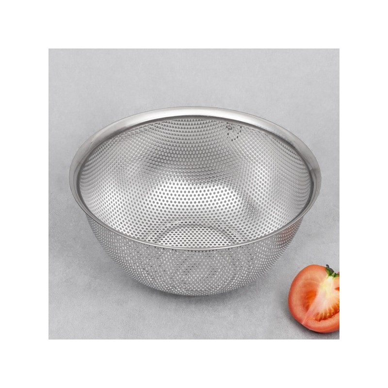 Stainless steel punching bowl, perforated bowl, 25.5cm fruit/vegetable washing bowl