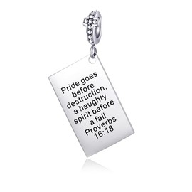 BETTY&SARAH Bible Verse Charm for Charms Bracelet and Necklace - Silver Religious Jewelry with Cross & Inspirational Scripture