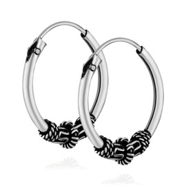 NKlaus Pair of 925 Sterling Silver Celtic Gothic Creole Earrings 16 mm 7245, Sterling Silver