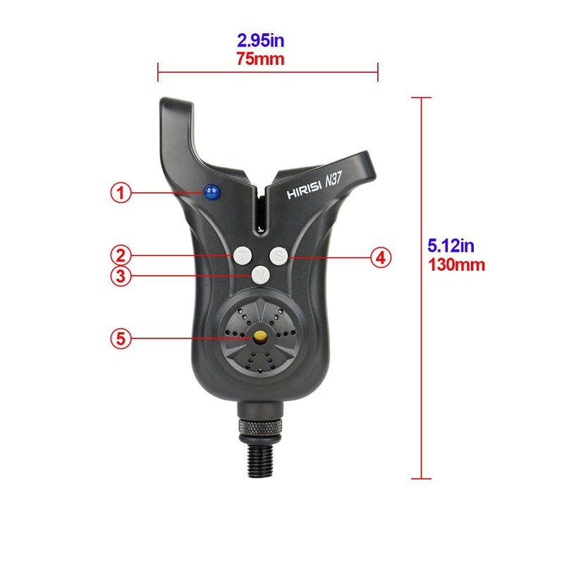 Hirisi Tackle Fishing Bite Alarm with Volume Tone Sensitivity Control
