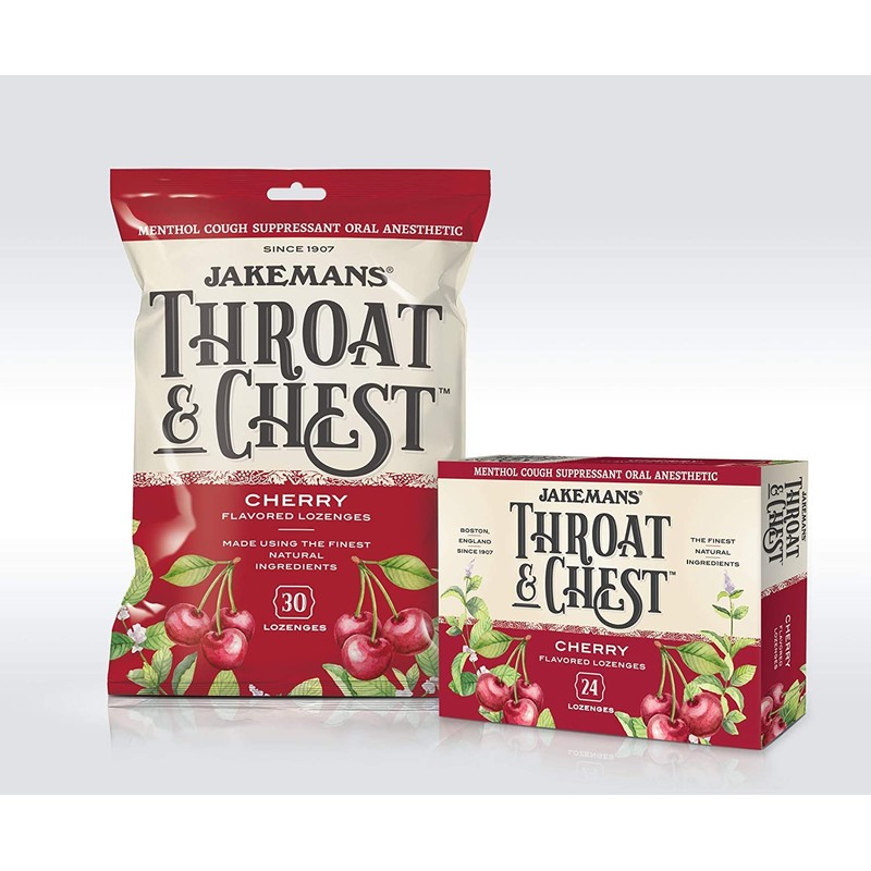 Jakemans Cherry Throat & Chest Lozenges Cough Drops – Cough,