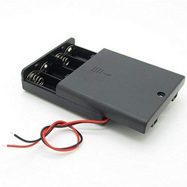 Newzoll Enclosed Box Case for AA 4 Cell Battery Storage Holder with Switch and Cover