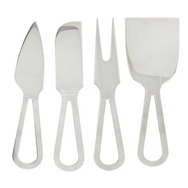 Santa Barbara Design Studio Cheese Knives Stainless Steel Knife Set Gift Book Box, 4-Pieces, Silver