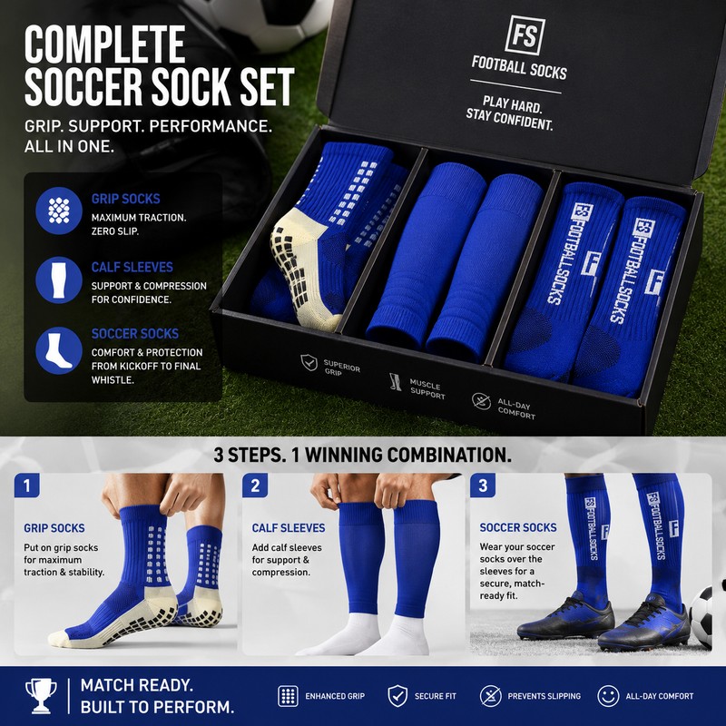 Men’s Grip Soccer Socks for Training – Non-Slip Polyester Calf