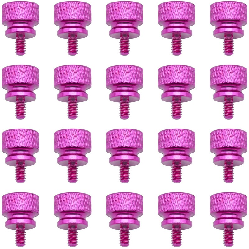 Powlankou 20 Pieces 6#-32 Computer Case Screws, Anodized Aluminum Thumbscrews,