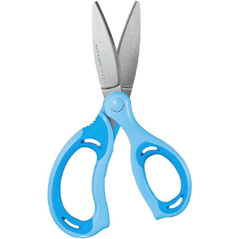 Kokuyo Aero Fit Saxa Scissors for Kids, Glueless Blue Hasa-P270B