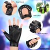Newellsail 2 Pairs Punk Gloves Fingerless Women PU Leather Half