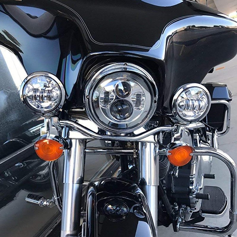 LX-LIGHT Chorme 7 Inch Motorcycle LED Headlight with 4.5 Inch